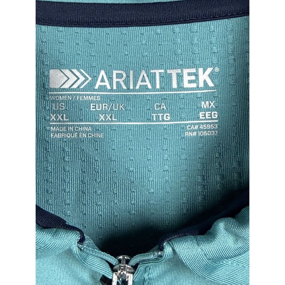 AriatTEK Womens Bandera 1/4 Zip Polo Shirt Teal Sun Protection Top NWT Size XXL - Picture 4 of 14